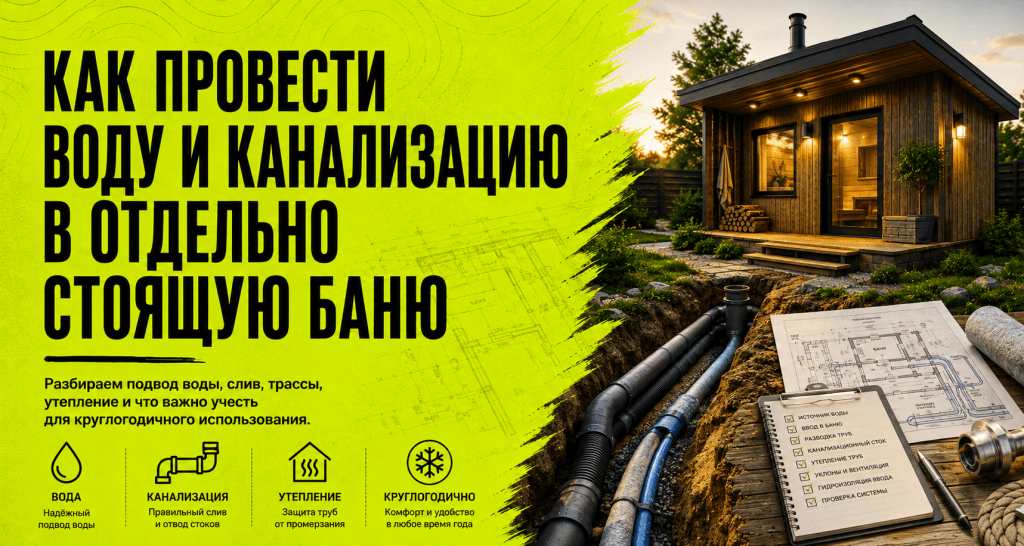 Как провести воду и канализацию в отдельно стоящую баню