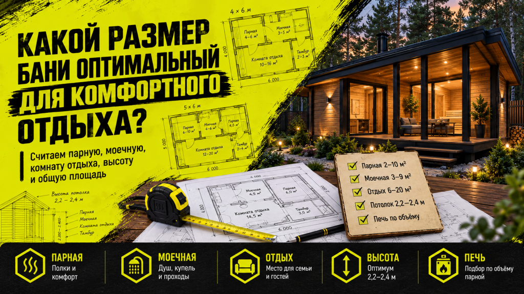 Какой размер бани оптимальный для комфортного отдыха