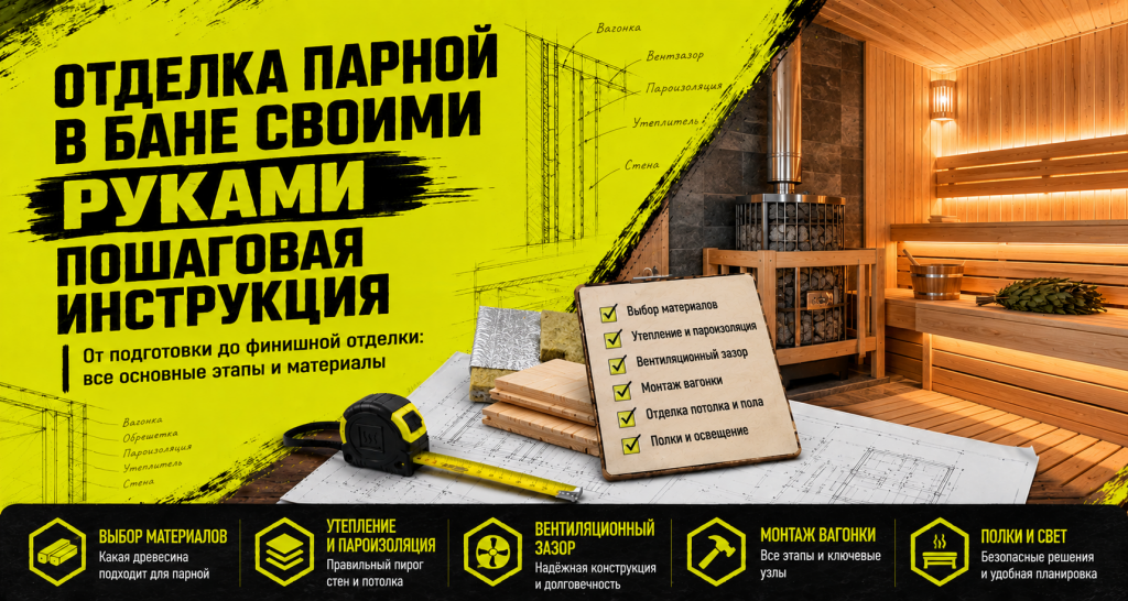 Отделка парной в бане своими руками: пошаговая инструкция
