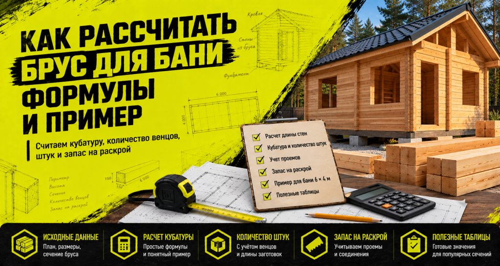 Как рассчитать брус для бани