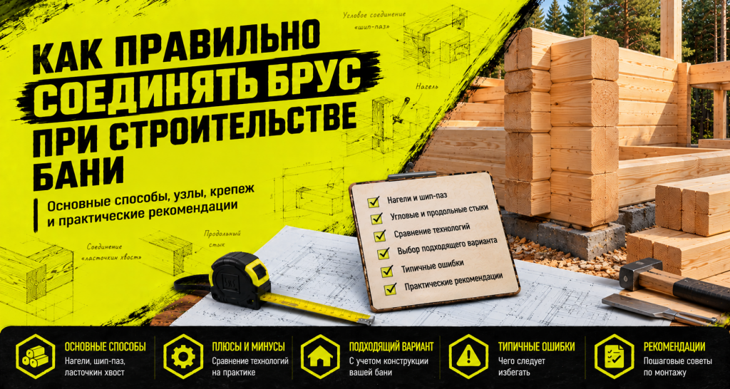 Как правильно соединять брус при строительстве бани