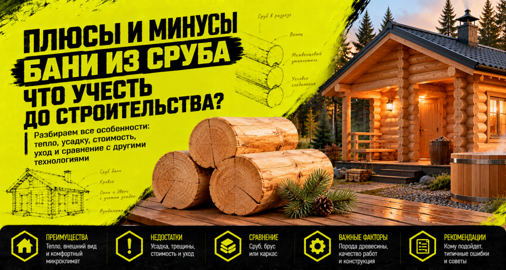 Плюсы и минусы бани из сруба