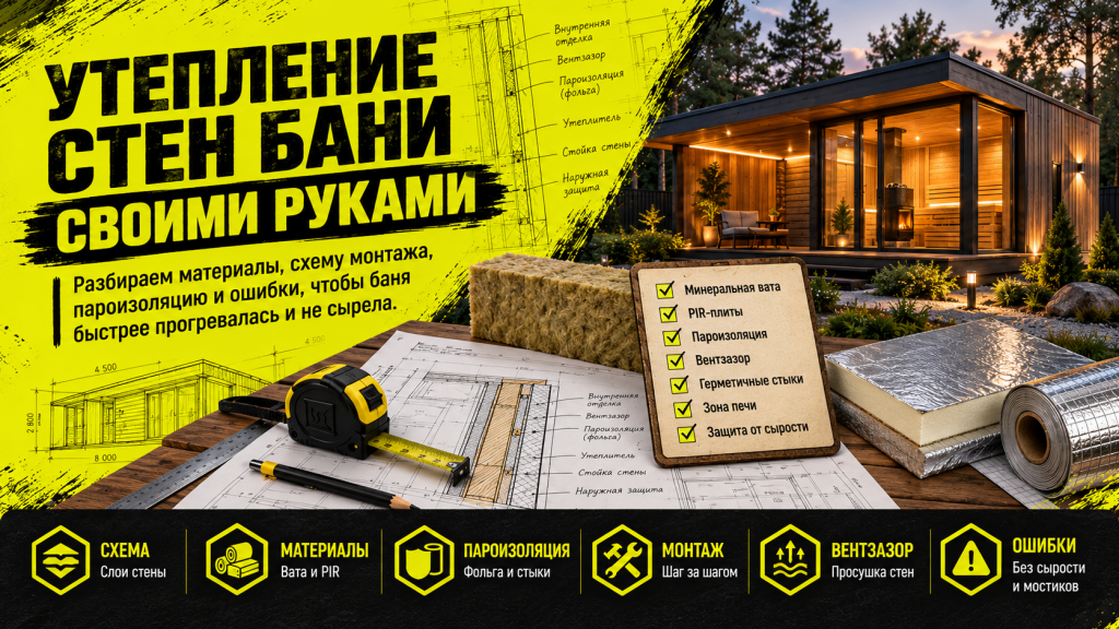 Утепление стен бани своими руками: как и чем лучше
