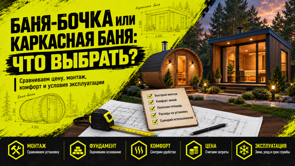Баня-бочка или полноценная каркасная баня: что выбрать?