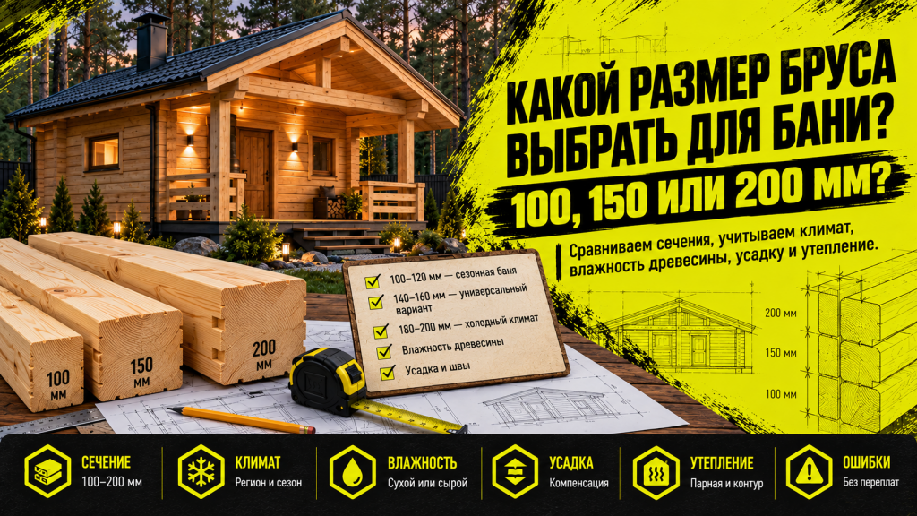 Какой размер бруса выбрать для бани