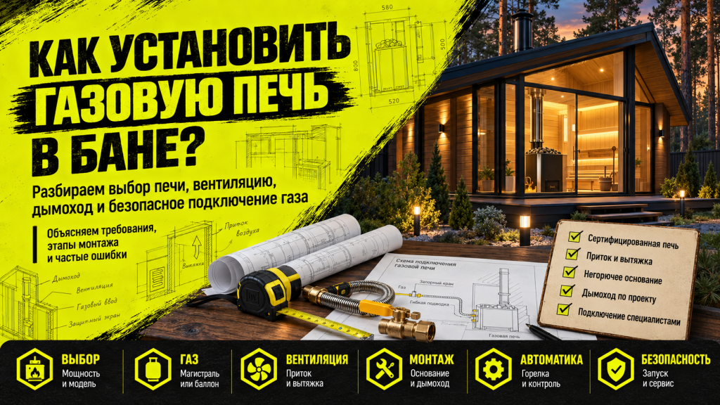 Как установить газовую печь в бане