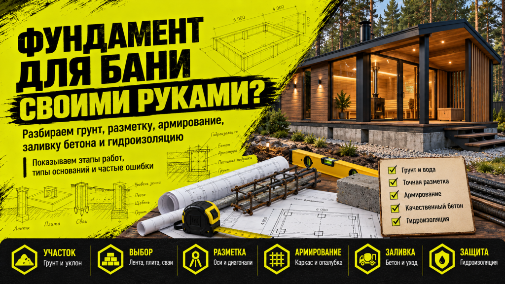 Фундамент для бани своими руками: пошаговая инструкция