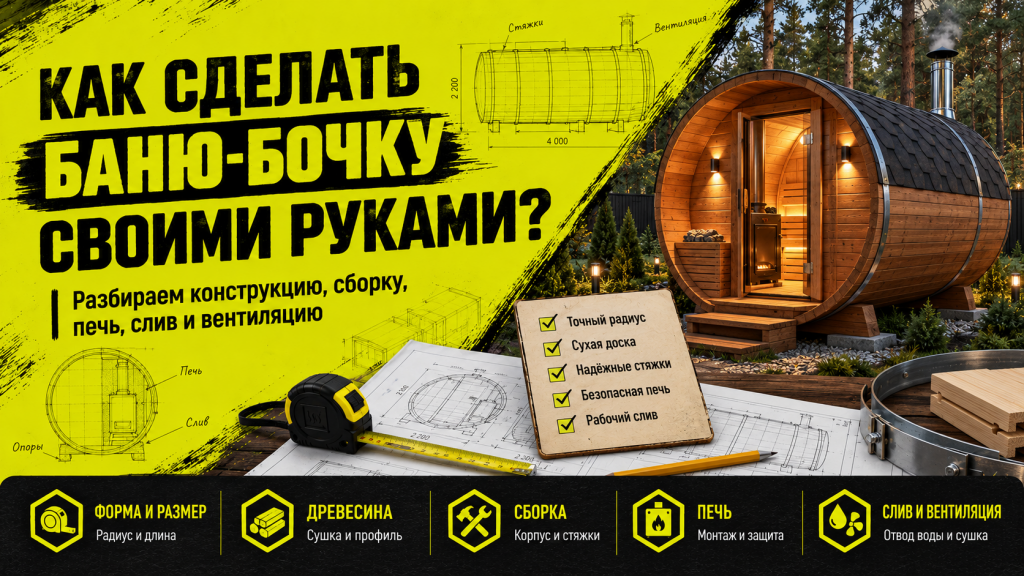 Как сделать баню-бочку своими руками